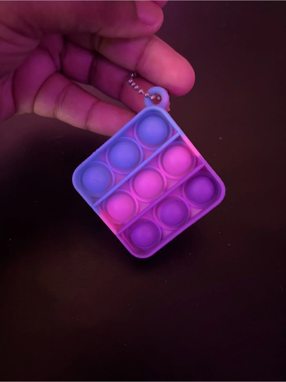 Mini Pop It Fidget Keychain Purple Pink Blue ombré Silicone Sensory Toy